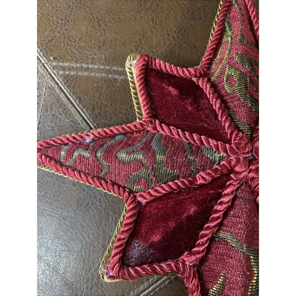 Vintage Kurt Adler 8-Point Star Christmas Tree Topper Red Velvet Gold Cord 12" - Picture 14 of 16
